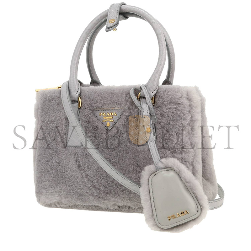 PRADA CORNFLOWER PRADA GALLERIA SHEARLING 1BA906 (20*14.5*9.5cm)
